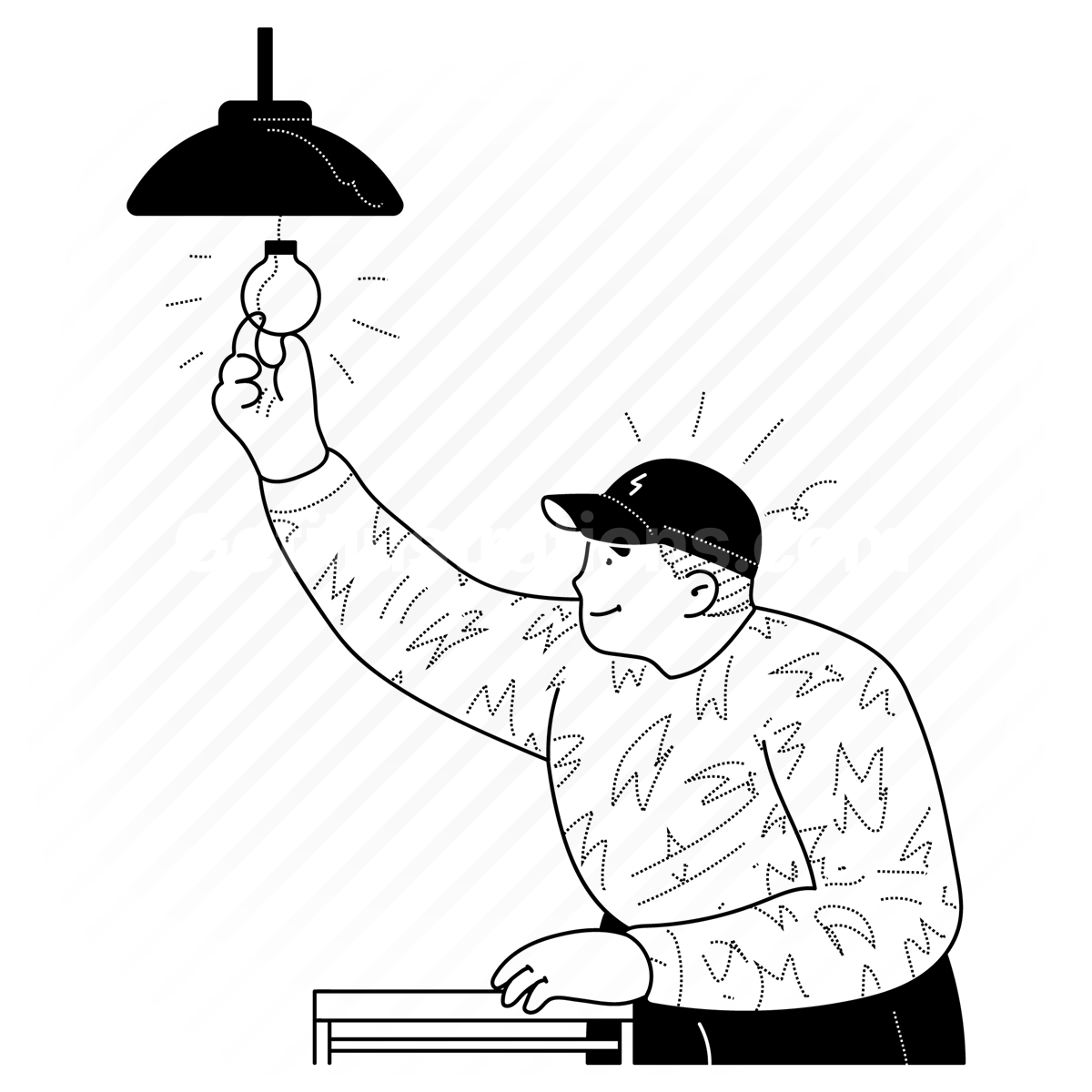 maintenance, lightbulb, repairman, repair, handyman, light, lighting, electrician, man